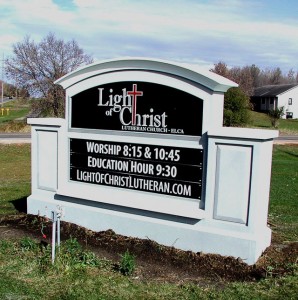 Light of Christ Church sign installed